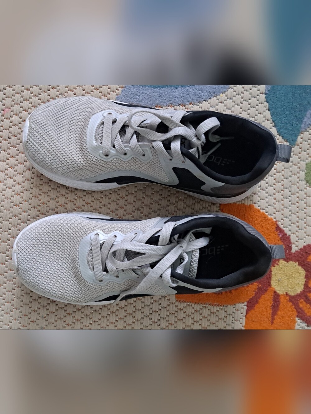 Light Gray and Black Mesh Athletic Sneakers